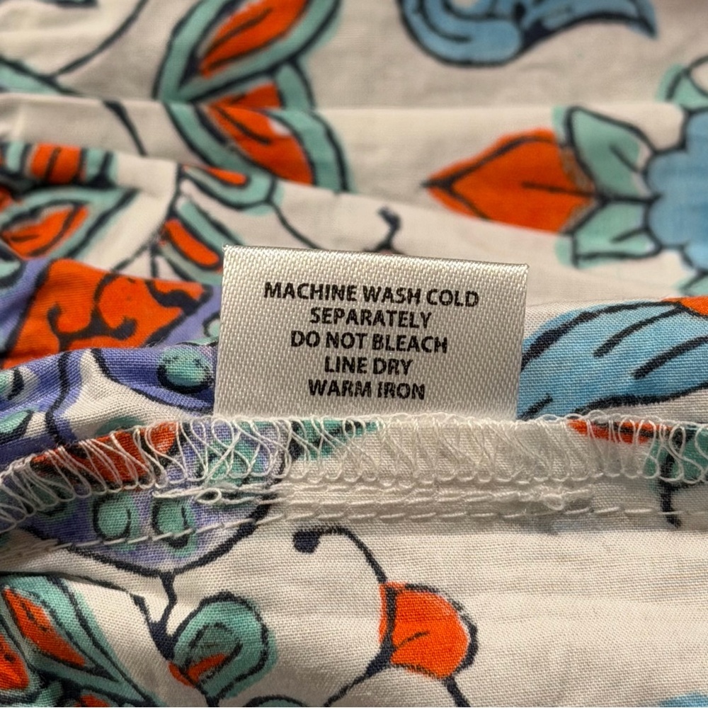 Tuckernuck Size Small Teal Seagrass Print Kenzo Mini Dress Cotton Boho Brunch - Picture 5 of 7